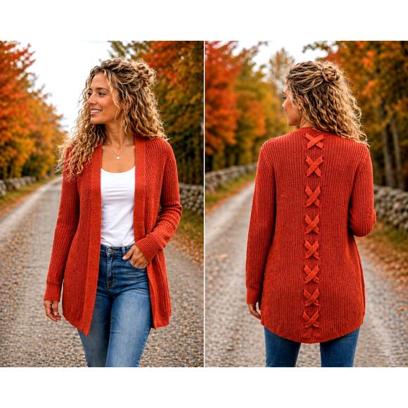 other Sweaters - Pinque Jamelya Back Detail Cardigan Artisan Rust size M